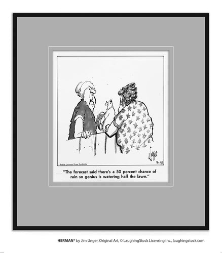 The forecast said there’s a 50 percent chance of rain so genius is watering half the lawn.