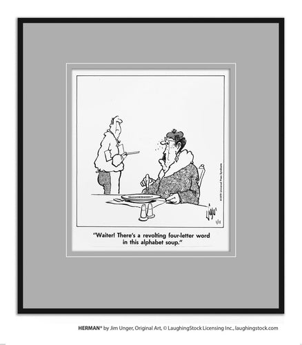 Waiter! There’s a revolting four-letter word in this alphabet soup.