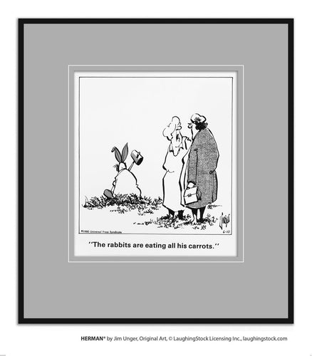 The rabbits are eating all his carrots.