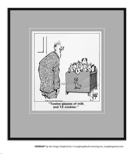 Twelve glasses of milk and 12 cookies.