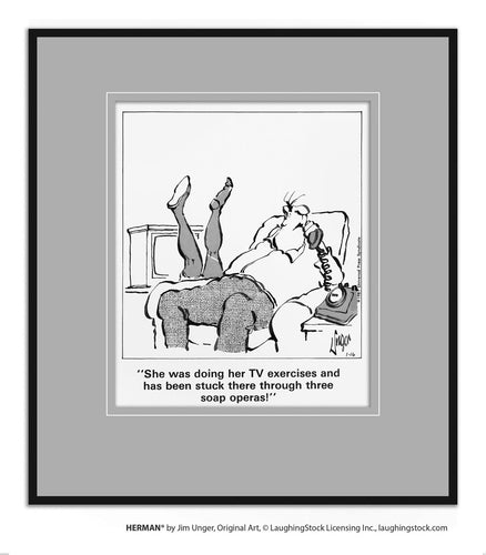 She was doing her TV exercises and has been stuck there through three soap operas!