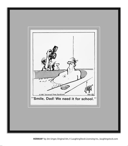 Smile, Dad! We need it for school!