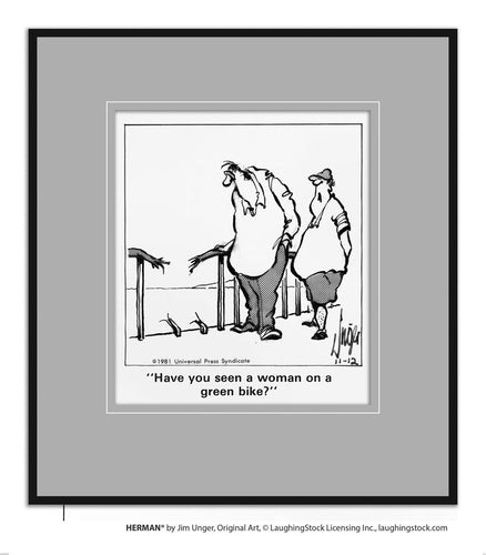 Have you seen a woman on a green bike?