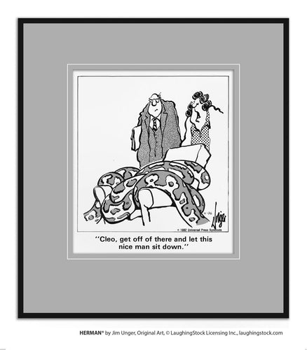 Cleo, get off of there and let this nice man sit down.