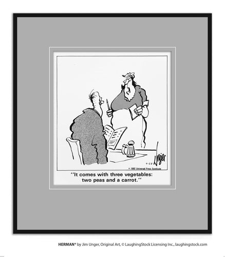 It comes with three vegetables: two peas and a carrot.