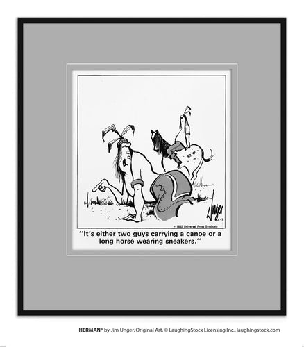 It’s either two guys carrying a canoe or a long horse wearing sneakers.