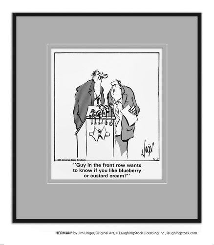 Guy in the front row wants to know if you like blueberry or custard cream?