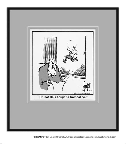 Oh no! He’s bought a trampoline.