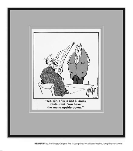 No, sir. This is not a Greek restaurant. You have the menu upside down.