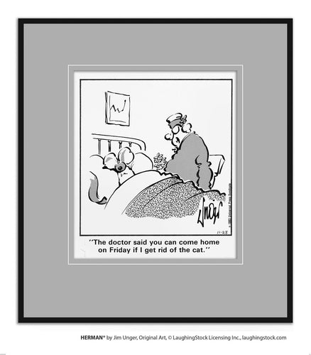 The doctor said you can come home on Friday if I get rid of the cat.