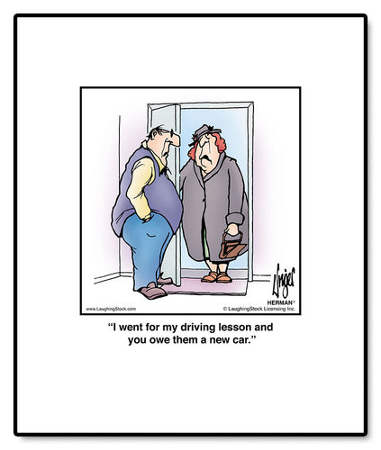 I went for my driving lesson and you owe them a new car.