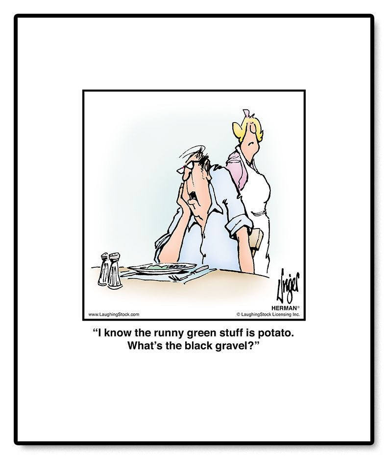 I know the runny green stuff is potato. What’s the black gravel?