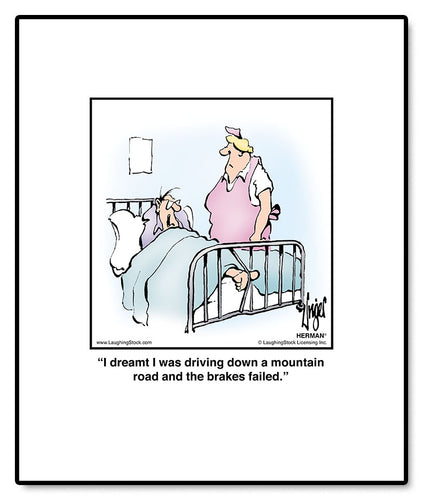 I dreamt I was driving down a mountain road and the brakes failed.