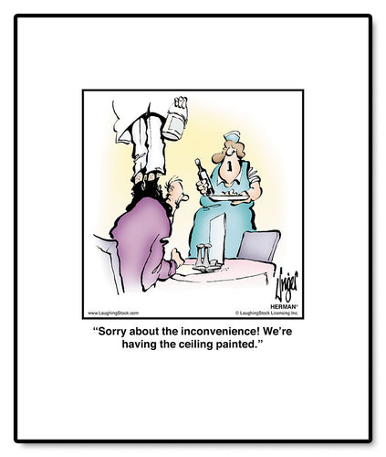 Sorry about the inconvenience! We’re having the ceiling painted.