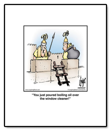 You just poured boiling oil over the window cleaner!