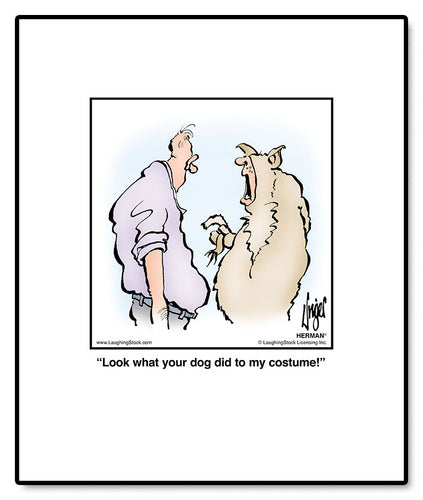 Look what your dog did to my costume!