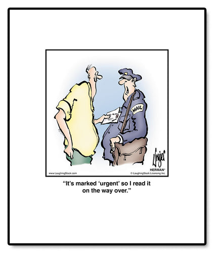 It’s marked ‘urgent’ so I read it on the way over.