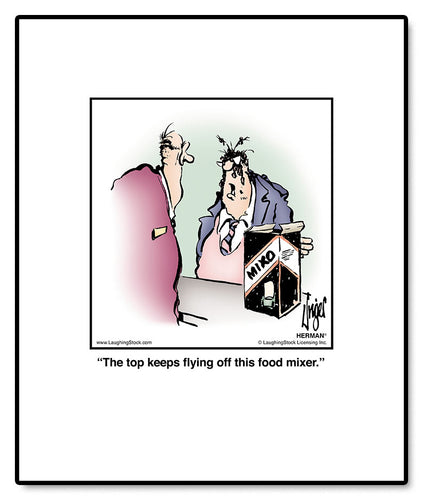 The top keeps ﬂying off this food mixer.