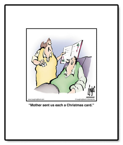 Mother sent us each a Christmas card.