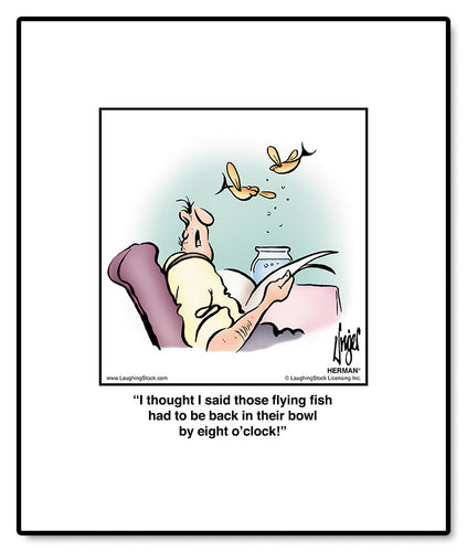 I thought I said those flying fish had to be back in their bowl by eight o’clock!