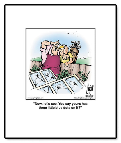 Now, let’s see. You say yours has three little blue dots on it?