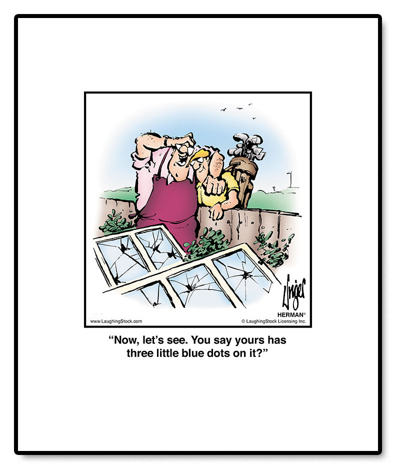 Now, let’s see. You say yours has three little blue dots on it?