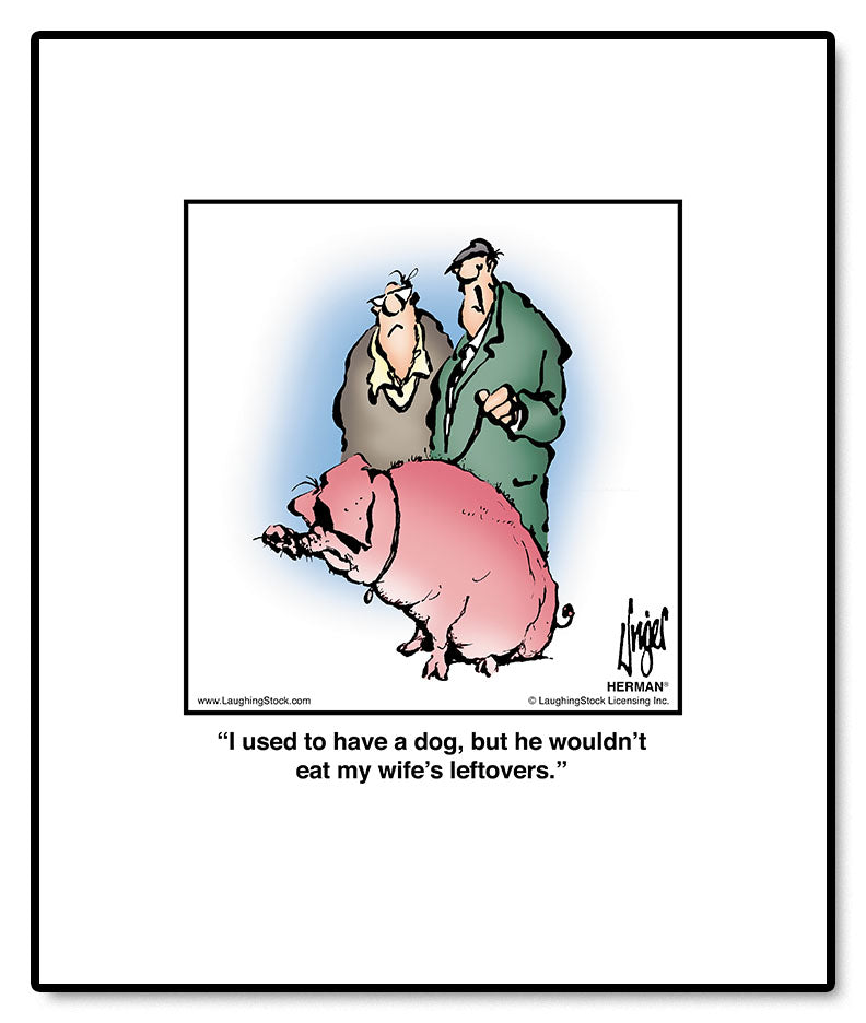 I used to have a dog, but he wouldn’t eat my wife’s leftovers.