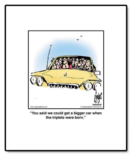 You said we could get a bigger car when the triplets were born.