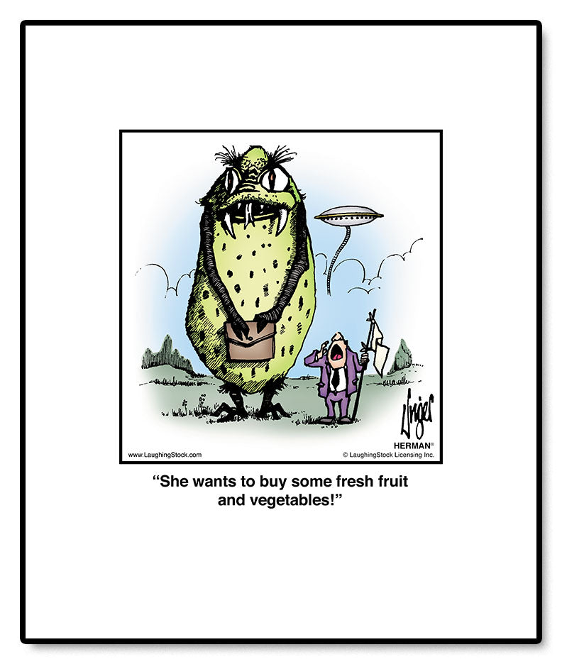 She wants to buy some fresh fruit and vegetables!