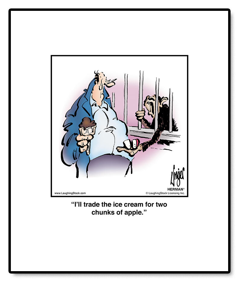 I’ll trade the ice cream for two chunks of apple.