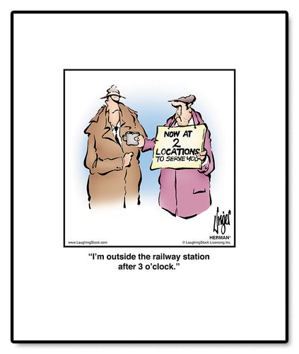 I’m outside the railway station after 3 o’clock.