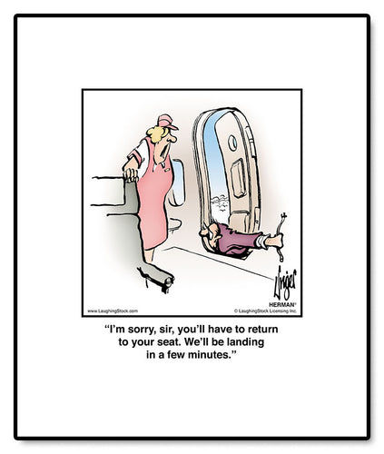 I’m sorry, sir, you’ll have to return to your seat. We’ll be landing in a few minutes.