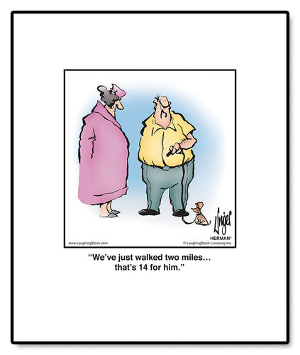 We’ve just walked two miles… that’s 14 for him.