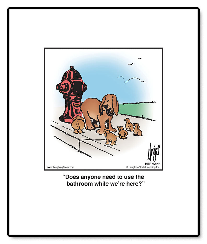 Does anyone need to use the bathroom while we’re here?