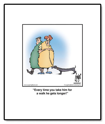 Every time you take him for a walk he gets longer!