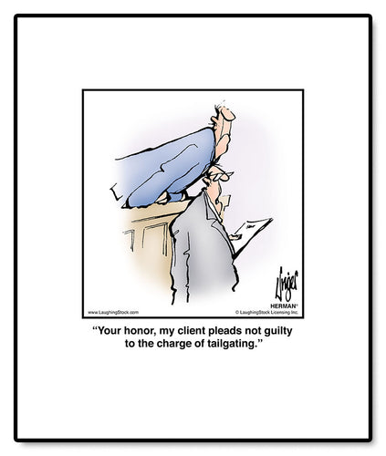 Your honor, my client pleads not guilty to the charge of tailgating.