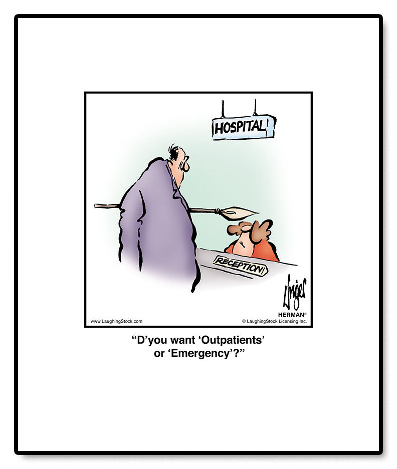 D’you want ‘Outpatients’ or ‘Emergency’?