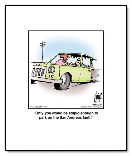 Only you would be stupid enough to park on the San Andreas fault!