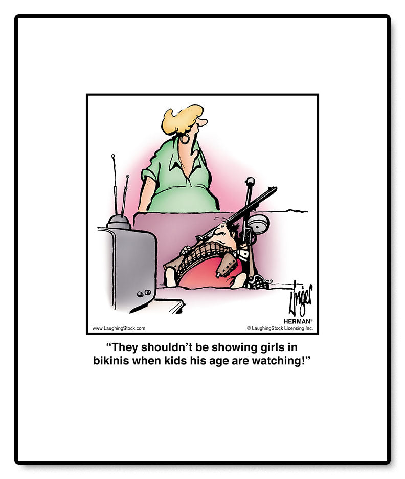 They shouldn’t be showing girls in bikinis when kids his age are watching!
