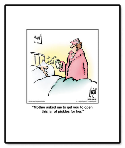 Mother asked me to get you to open this jar of pickles for her.