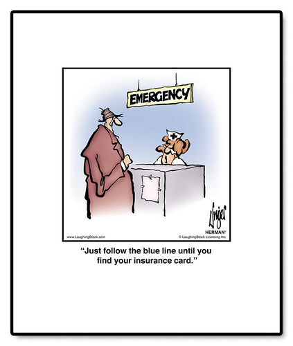 Just follow the blue line until you find your insurance card.