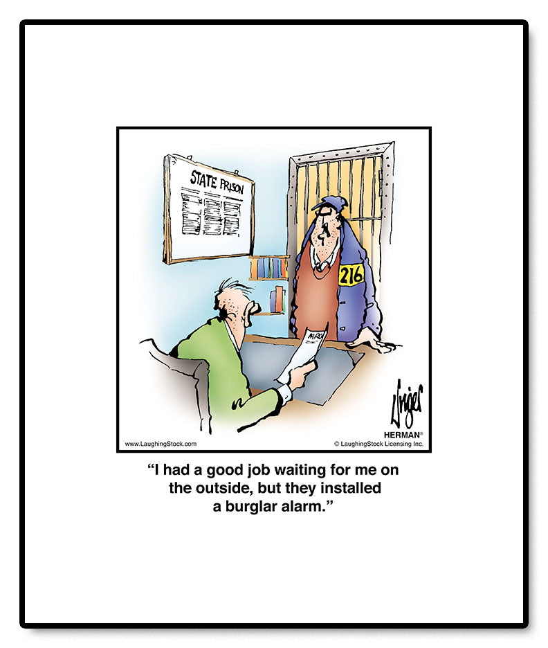I had a good job waiting for me on the outside, but they installed a burglar alarm.