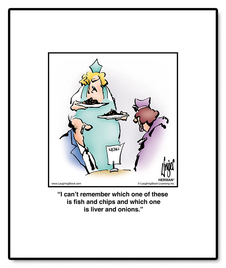 I can’t remember which one of these is fish and chips and which one is liver and onions.