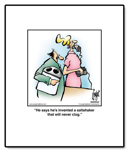 He says he’s invented a saltshaker that will never clog.