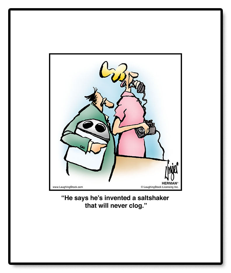 He says he’s invented a saltshaker that will never clog.