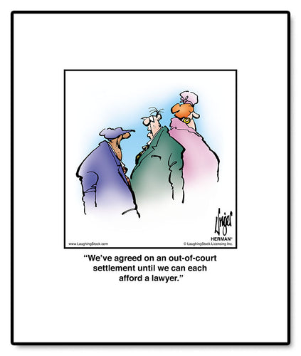 We’ve agreed on an out-of-court settlement until we can each afford a lawyer.