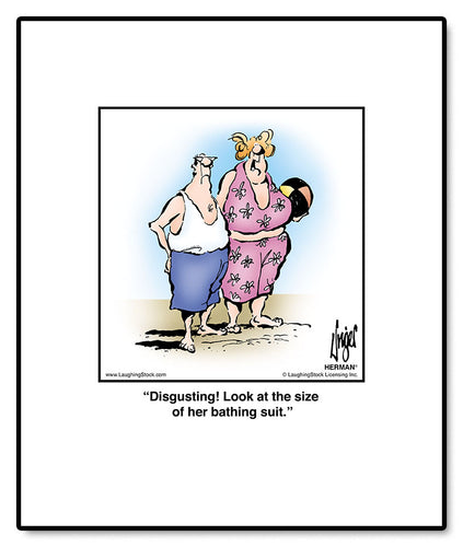 Disgusting! Look at the size of her bathing suit.