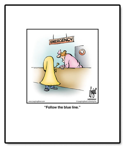 Follow the blue line.