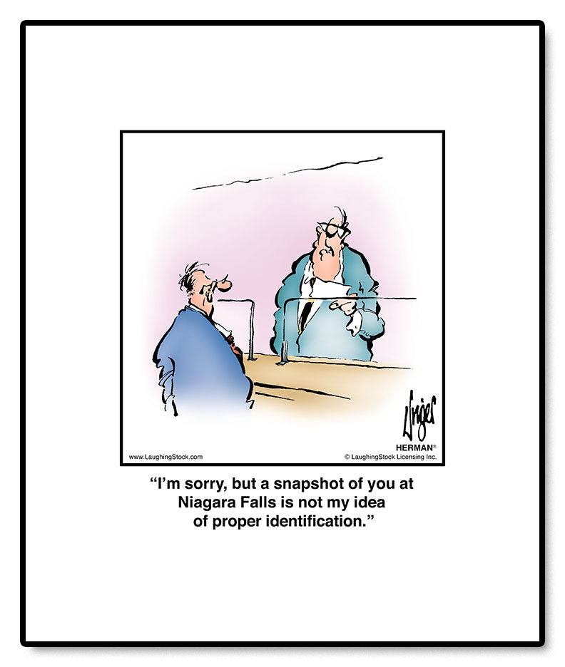 I’m sorry, but a snapshot of you at Niagara Falls is not my idea of proper identification.