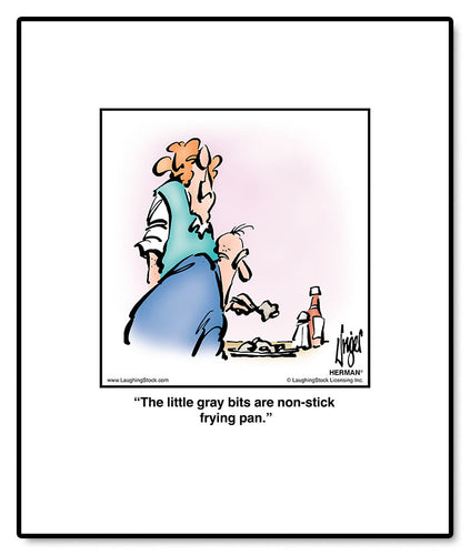 The little gray bits are non-stick frying pan.